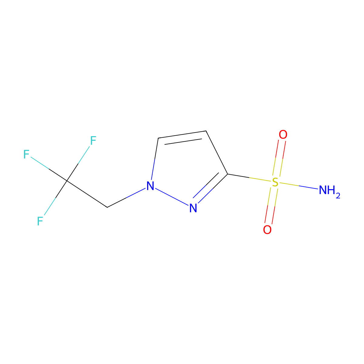 1-(2,2,2-trifluoroethyl)-1H-pyrazole-3-sulfonamide molecular structure, CAS 2361756-52-5