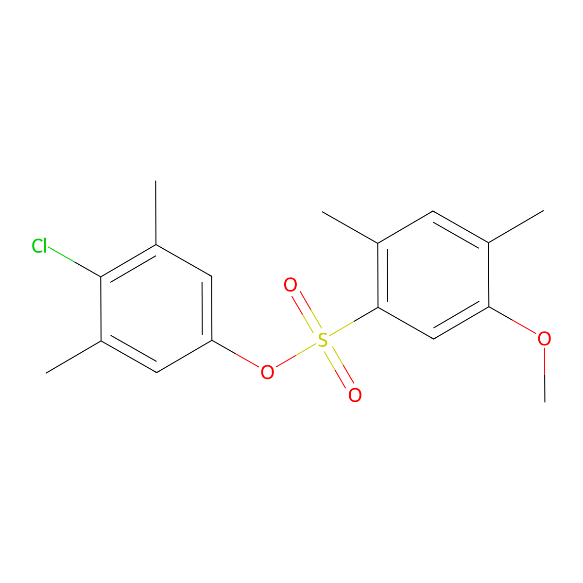 4-Chloro-3,5-dimethylphenyl 5-methoxy-2,4-dimethylbenzene-1-sulfonate molecular structure, CAS 2361756-88-7