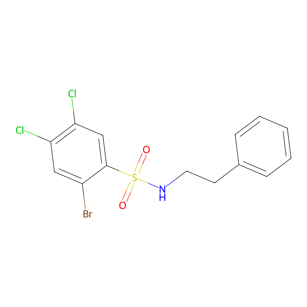 2-bromo-4,5-dichloro-N-(2-phenylethyl)benzene-1-sulfonamide molecular structure, CAS 2361757-01-7