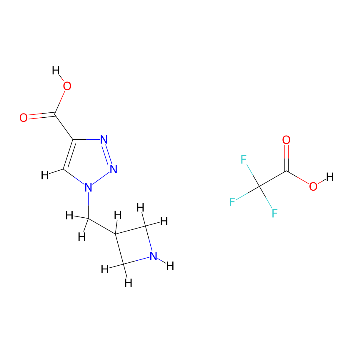 1-[(azetidin-3-yl)methyl]-1H-1,2,3-triazole-4-carboxylic acid, trifluoroacetic acid molecular structure, CAS 2361767-17-9