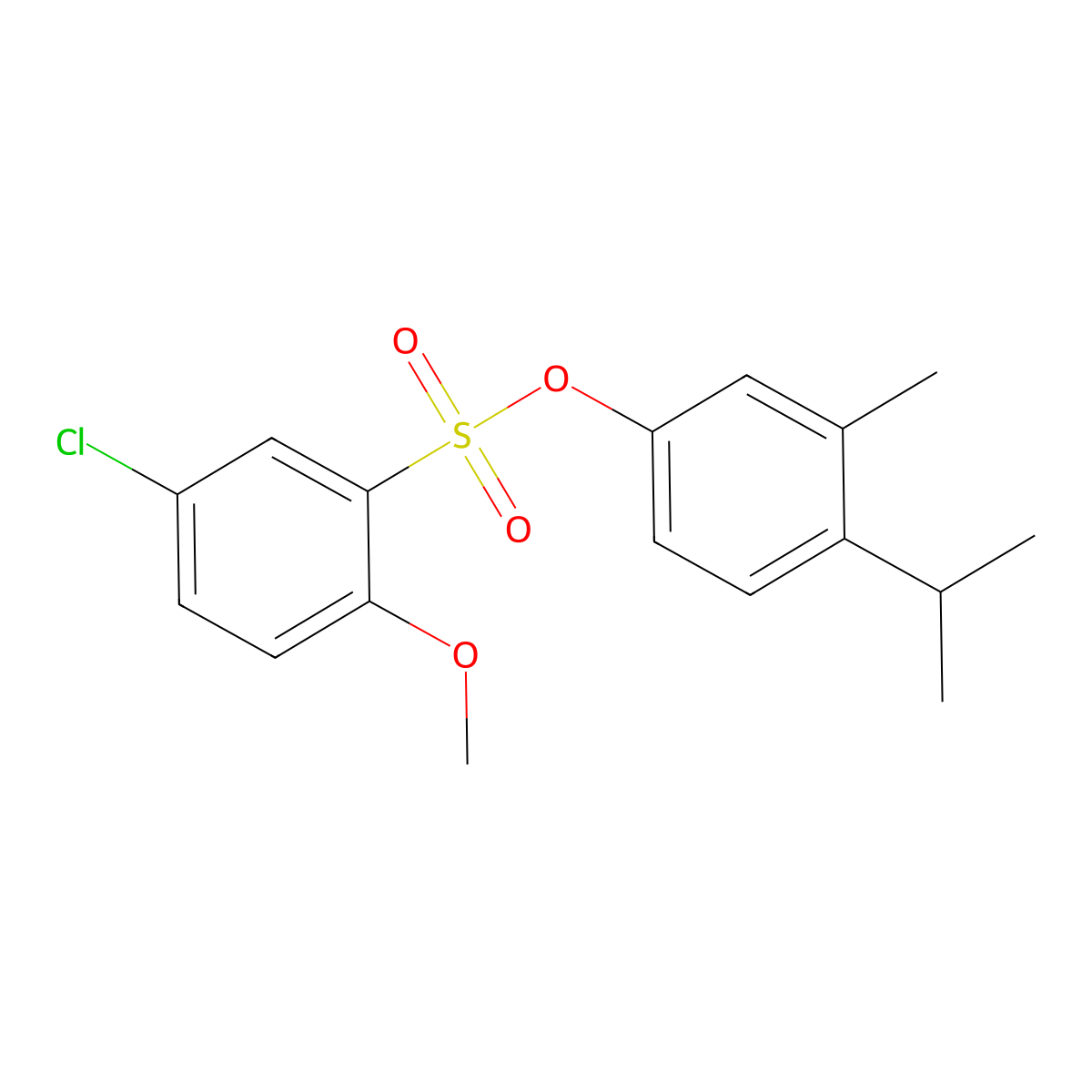 3-Methyl-4-(propan-2-yl)phenyl 5-chloro-2-methoxybenzene-1-sulfonate molecular structure, CAS 2361767-25-9