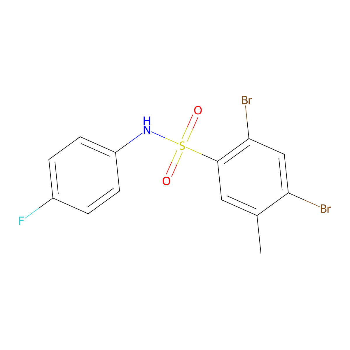 2,4-Dibromo-N-(4-fluorophenyl)-5-methylbenzenesulfonamide molecular structure, CAS 2361767-41-9