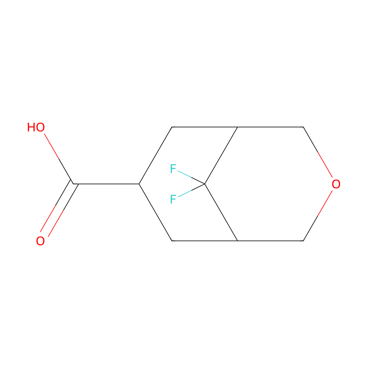 9,9-Difluoro-3-oxabicyclo[3.3.1]nonane-7-carboxylic acid molecular structure, CAS 2361767-85-1