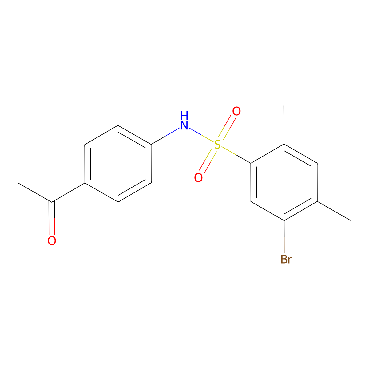 N-(4-acetylphenyl)-5-bromo-2,4-dimethylbenzene-1-sulfonamide molecular structure, CAS 2361769-12-0