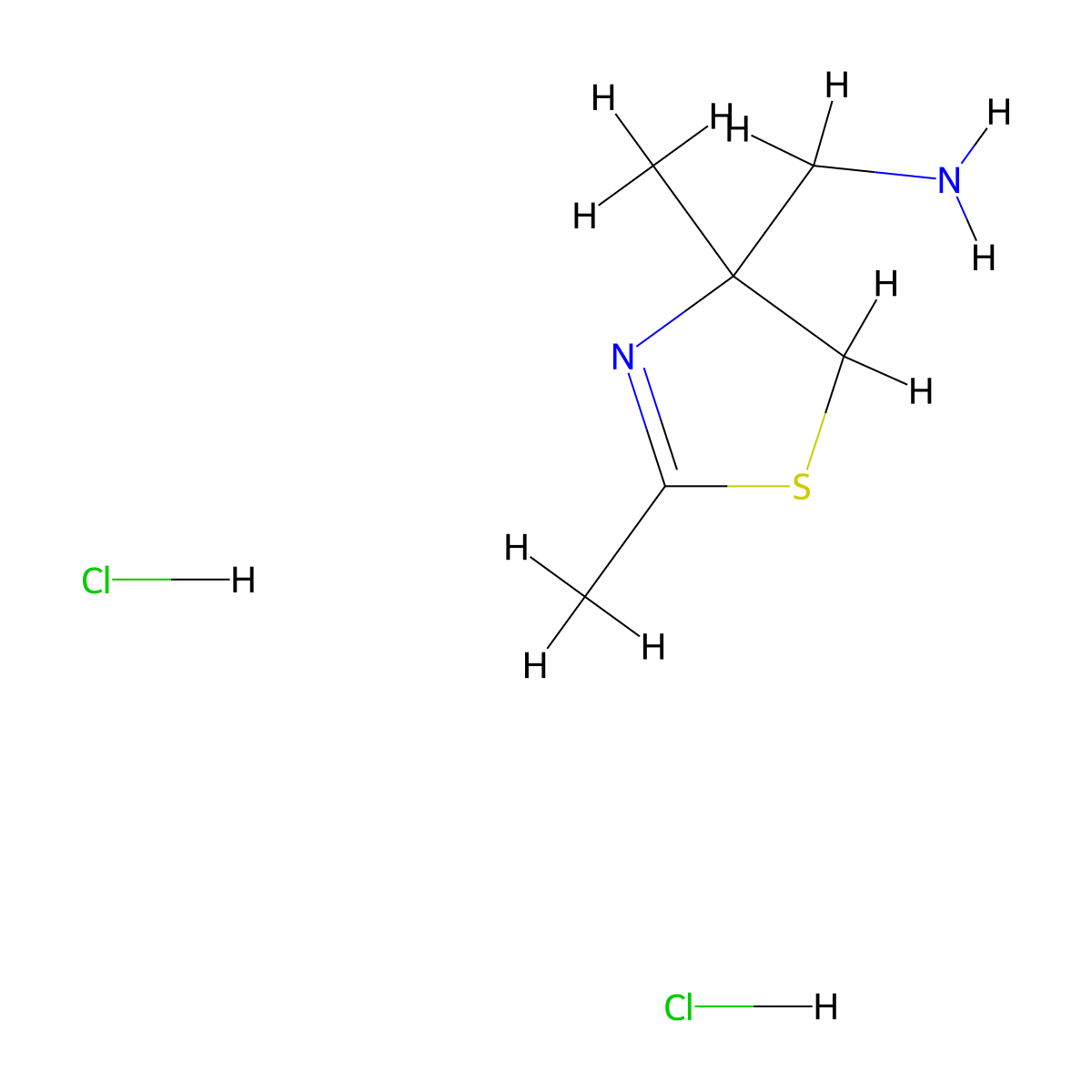 (2,4-Dimethyl-4,5-dihydro-1,3-thiazol-4-yl)methanamine dihydrochloride molecular structure, CAS 2361771-02-8