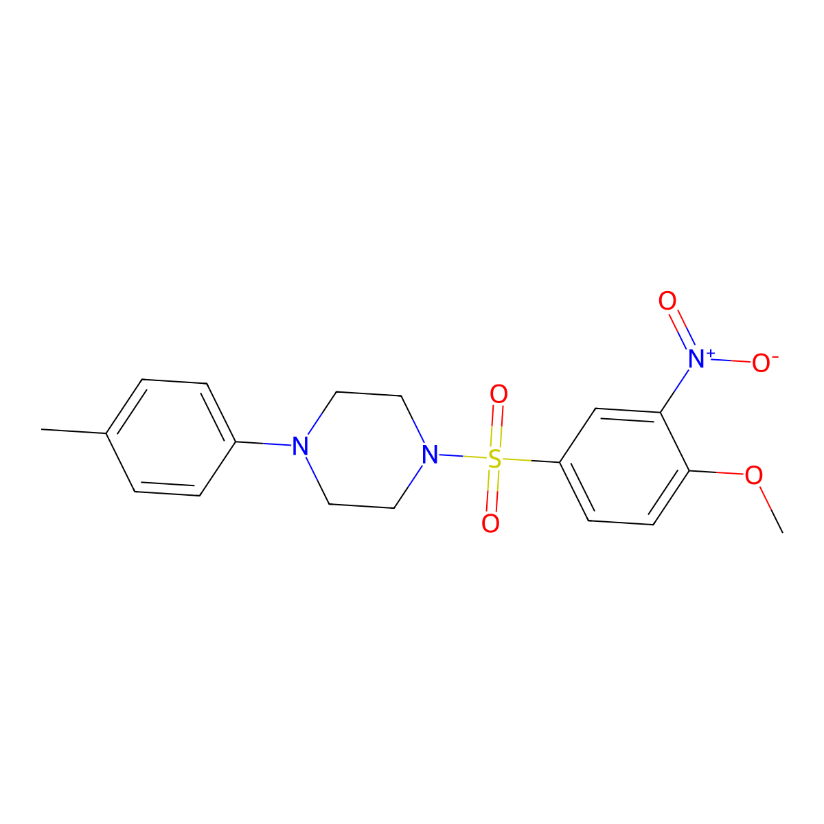 1-(4-Methoxy-3-nitrobenzenesulfonyl)-4-(4-methylphenyl)piperazine molecular structure, CAS 2361772-91-8