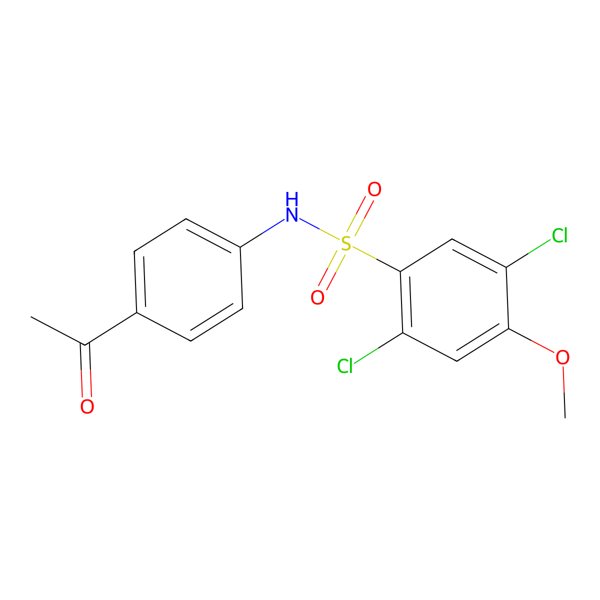 N-(4-acetylphenyl)-2,5-dichloro-4-methoxybenzene-1-sulfonamide molecular structure, CAS 2361776-55-6