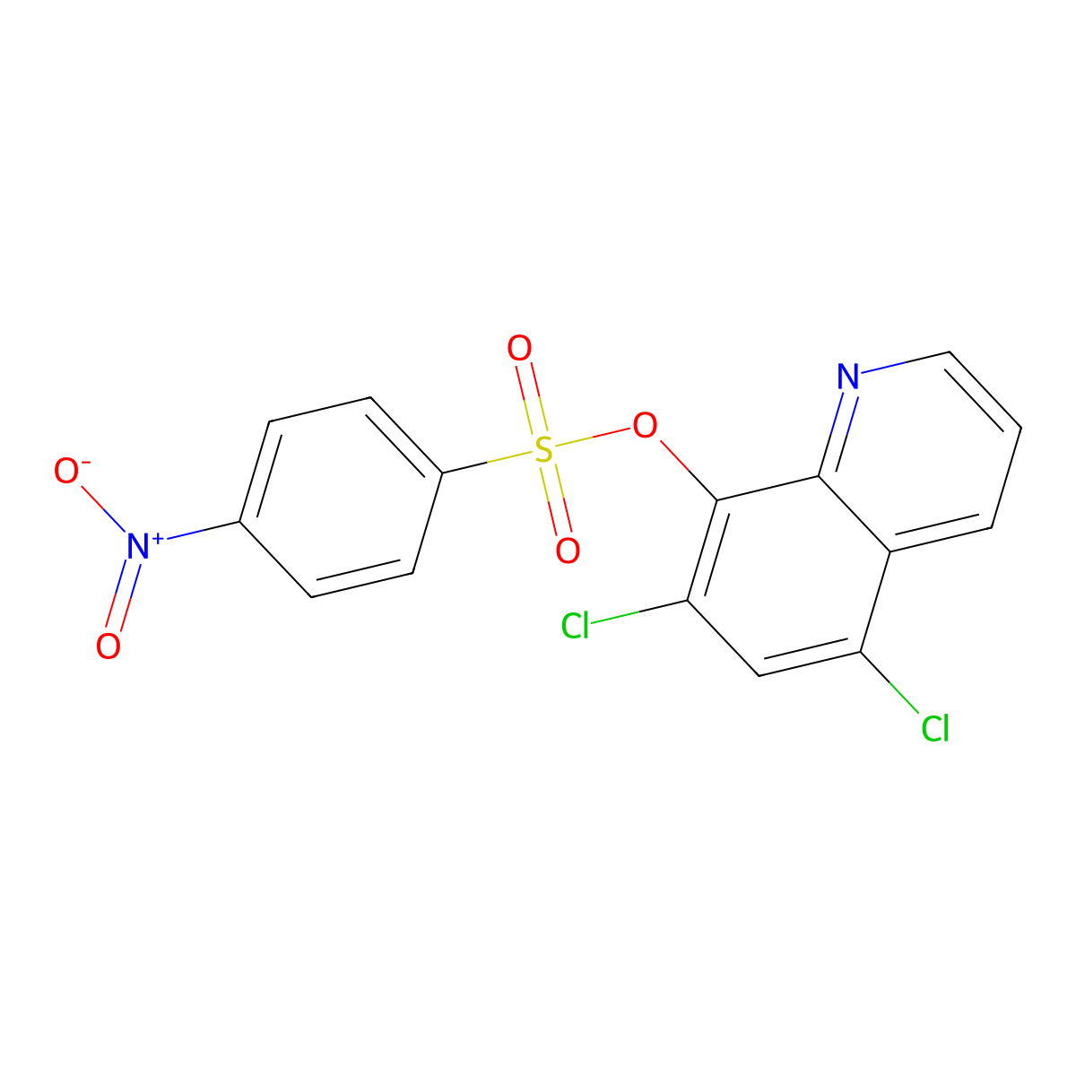 5,7-Dichloroquinolin-8-yl 4-nitrobenzene-1-sulfonate molecular structure, CAS 2361778-23-4