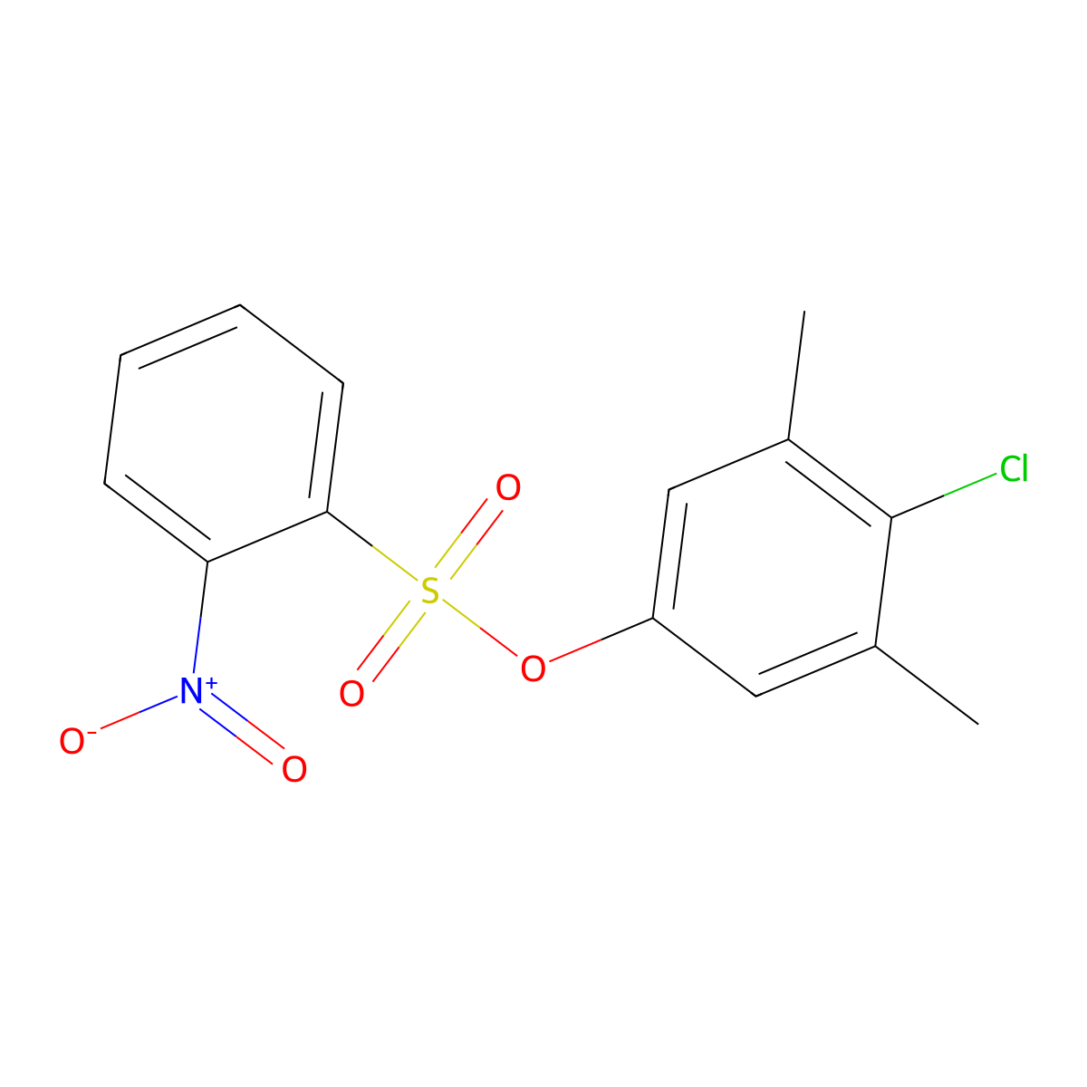 4-Chloro-3,5-dimethylphenyl 2-nitrobenzene-1-sulfonate molecular structure, CAS 2361781-36-2