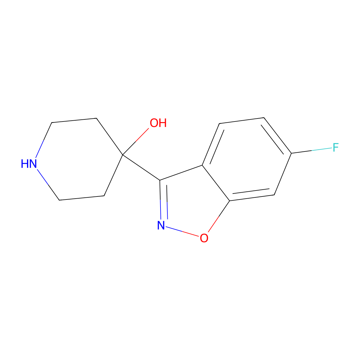 4-(6-Fluoro-1,2-benzoxazol-3-yl)piperidin-4-ol molecular structure, CAS 2361793-14-6