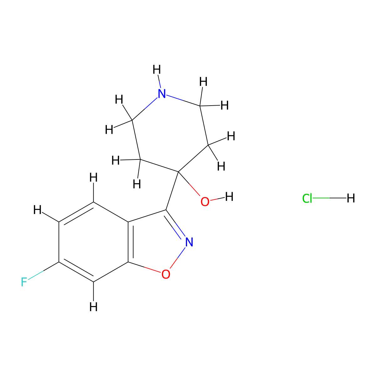 4-(6-Fluoro-1,2-benzoxazol-3-yl)piperidin-4-ol hydrochloride molecular structure, CAS 2361793-15-7