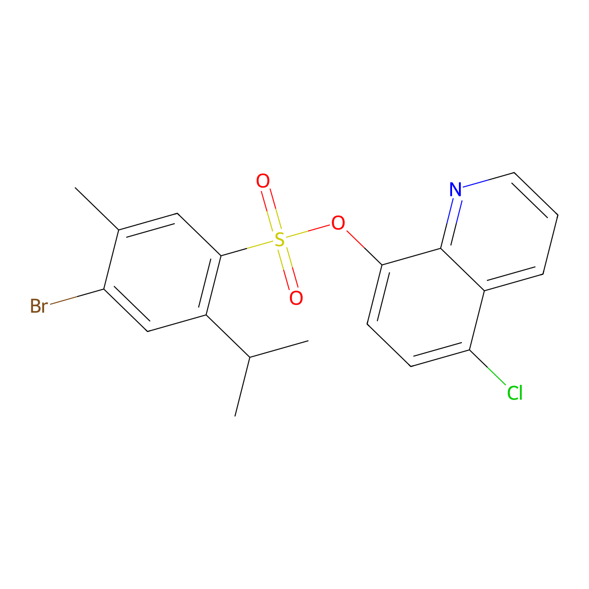 (5-Chloroquinolin-8-yl) 4-bromo-5-methyl-2-propan-2-ylbenzenesulfonate molecular structure, CAS 2361793-87-3