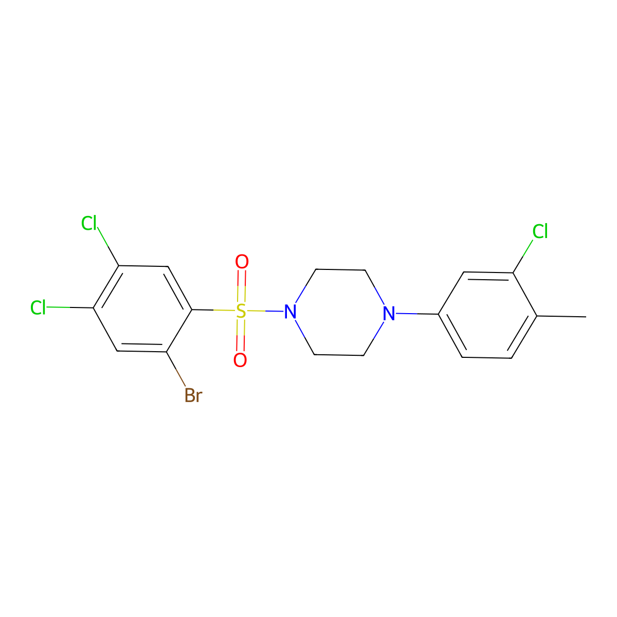 1-(2-Bromo-4,5-dichlorobenzenesulfonyl)-4-(3-chloro-4-methylphenyl)piperazine molecular structure, CAS 2361794-48-9
