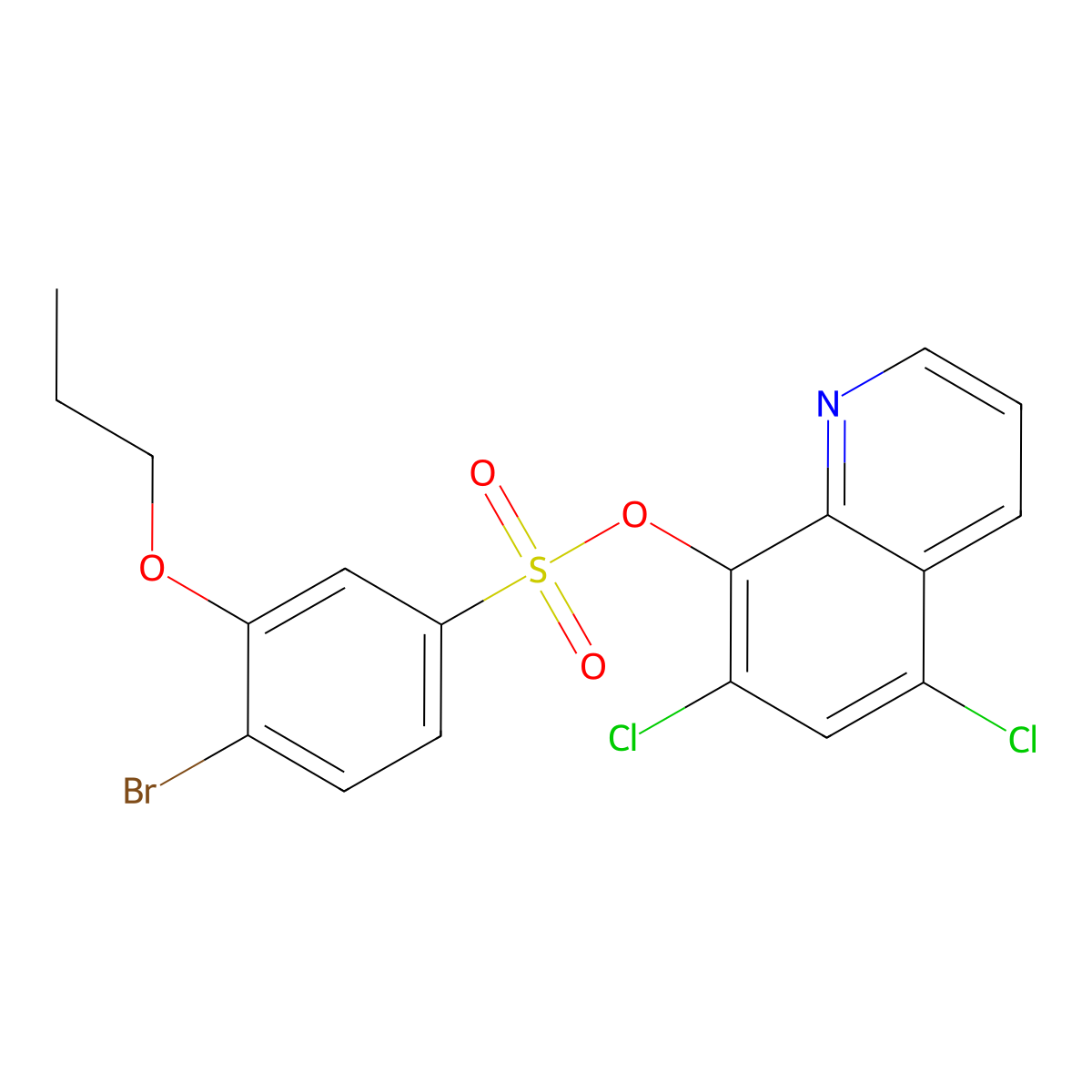 (5,7-Dichloroquinolin-8-yl) 4-bromo-3-propoxybenzenesulfonate molecular structure, CAS 2361795-78-8