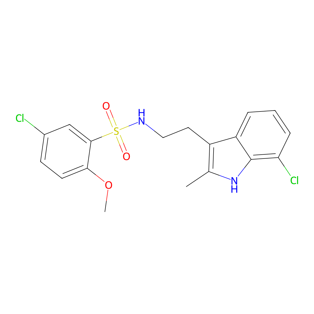 5-chloro-N-[2-(7-chloro-2-methyl-1H-indol-3-yl)ethyl]-2-methoxybenzene-1-sulfonamide molecular structure, CAS 2361796-03-2