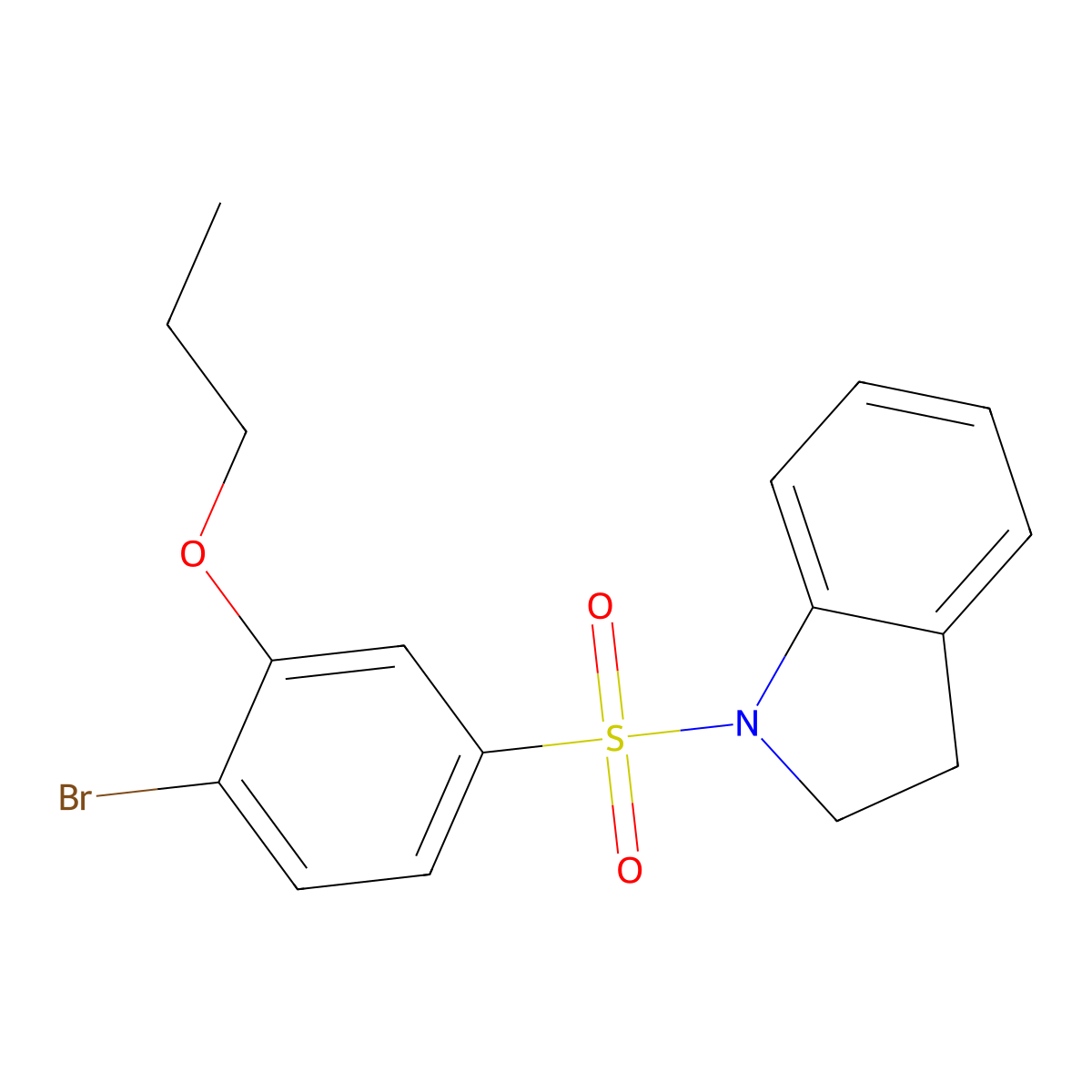 1-(4-bromo-3-propoxybenzenesulfonyl)-2,3-dihydro-1H-indole molecular structure, CAS 2361796-39-4