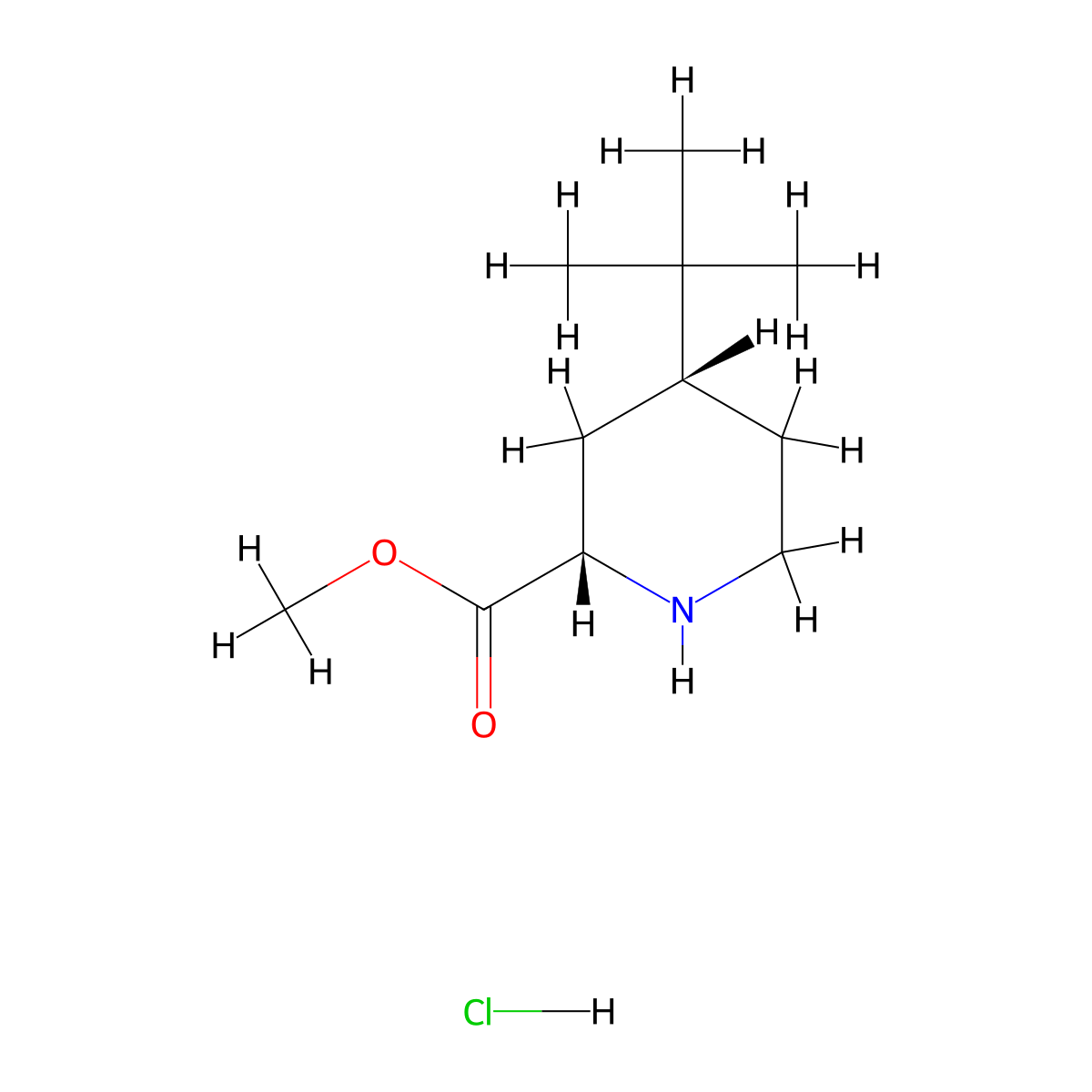 rac-methyl (2R,4S)-4-tert-butylpiperidine-2-carboxylate hydrochloride molecular structure, CAS 2361798-75-4