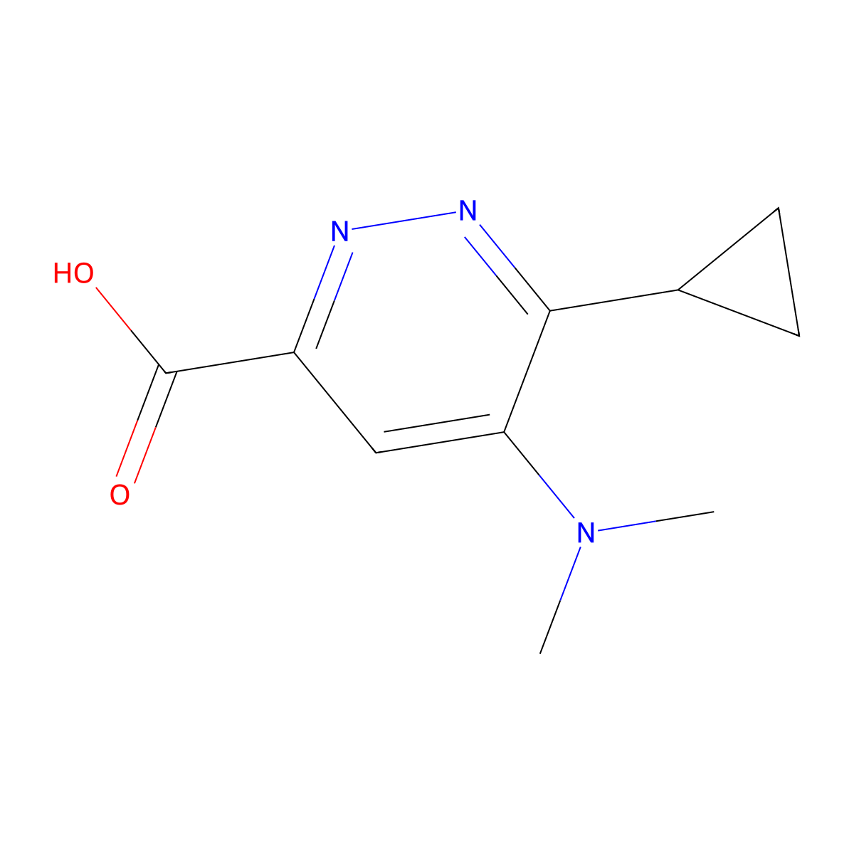6-Cyclopropyl-5-(dimethylamino)pyridazine-3-carboxylic acid molecular structure, CAS 2361798-96-9
