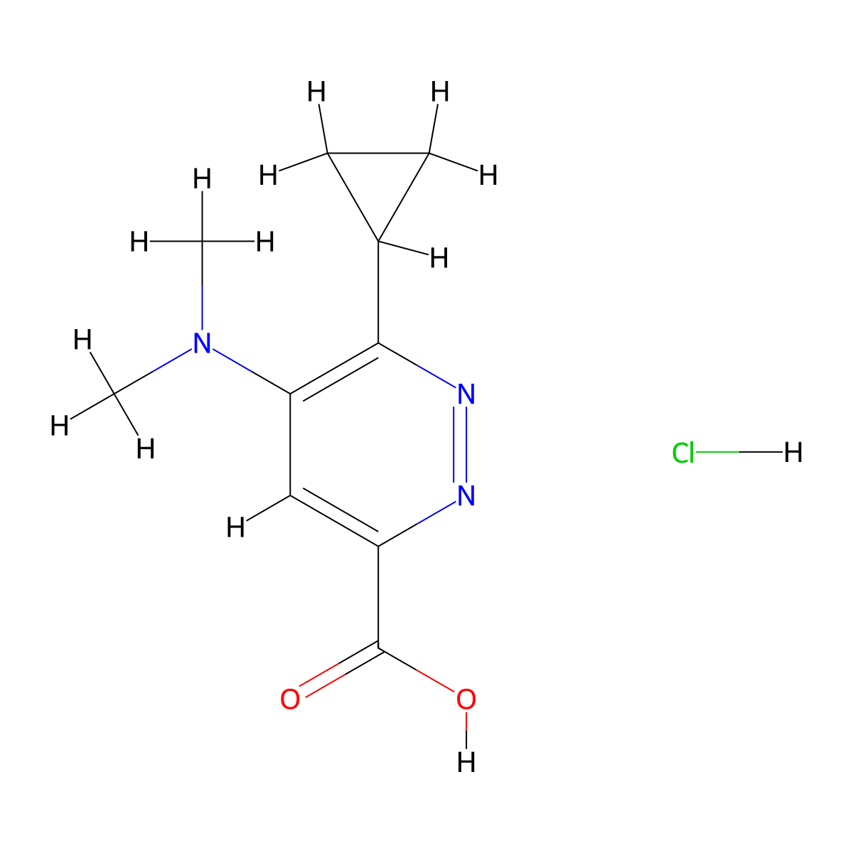 6-Cyclopropyl-5-(dimethylamino)pyridazine-3-carboxylic acid hydrochloride molecular structure, CAS 2361798-97-0
