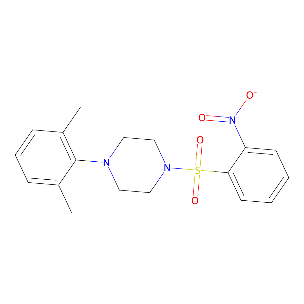 1-(2,6-Dimethylphenyl)-4-(2-nitrophenyl)sulfonylpiperazine molecular structure, CAS 2361815-09-8