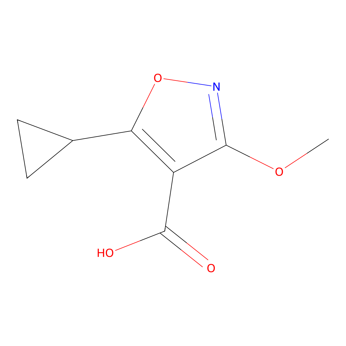 5-Cyclopropyl-3-methoxy-1,2-oxazole-4-carboxylic acid molecular structure, CAS 2361821-59-0