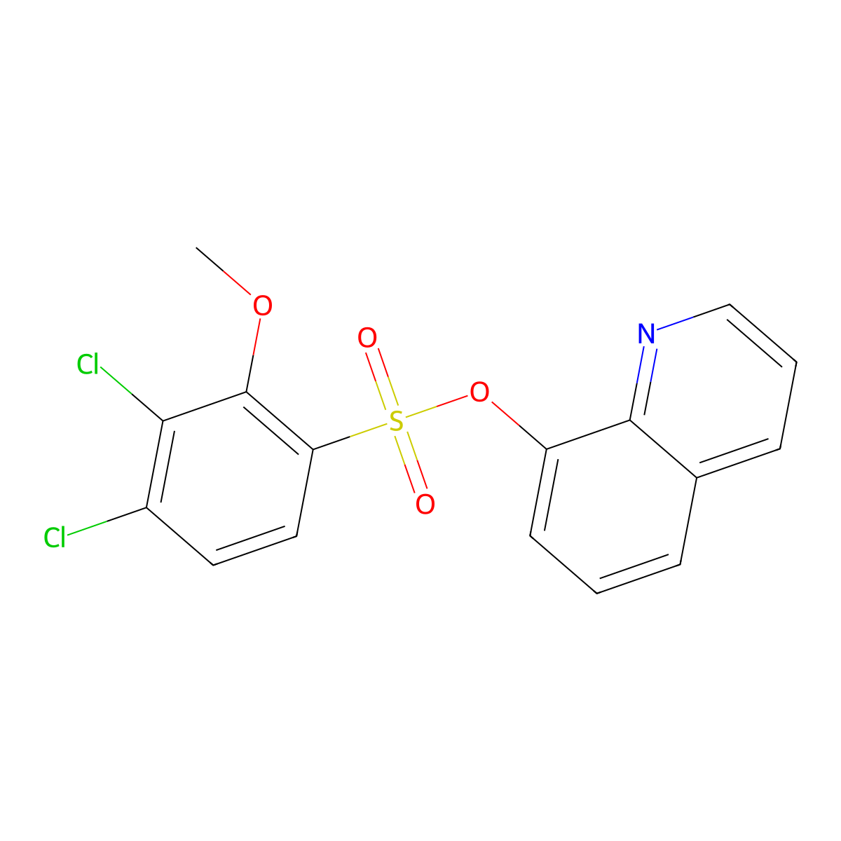 Quinolin-8-yl 3,4-dichloro-2-methoxybenzene-1-sulfonate molecular structure, CAS 2361821-65-8