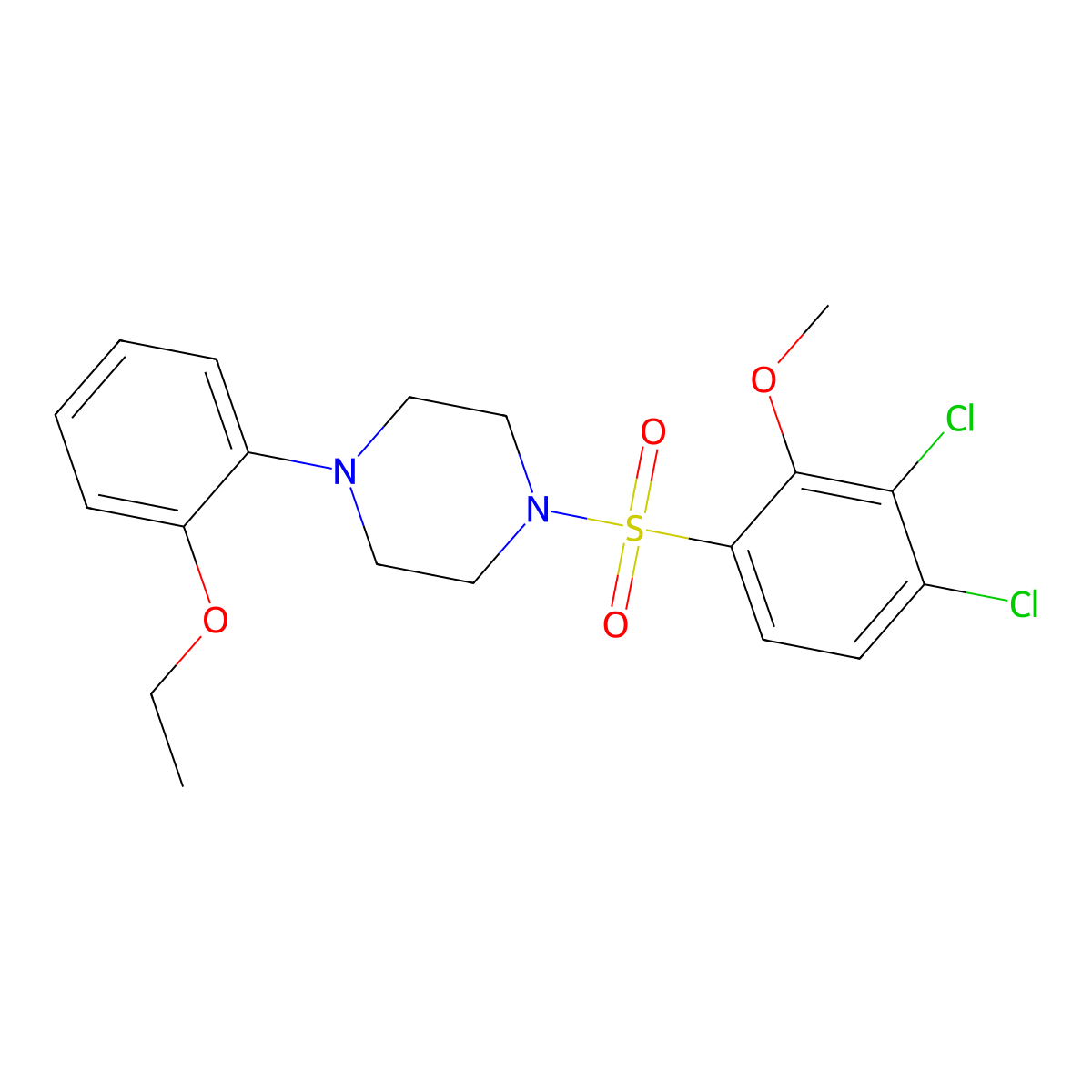 1-(3,4-Dichloro-2-methoxybenzenesulfonyl)-4-(2-ethoxyphenyl)piperazine molecular structure, CAS 2361821-93-2