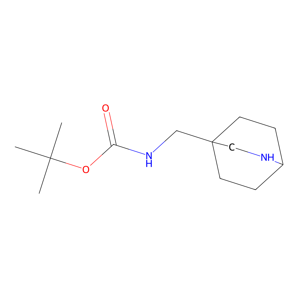 tert-butyl N-((2-azabicyclo(2.2.2)octan-4-yl)methyl)carbamate molecular structure, CAS 2361822-74-2