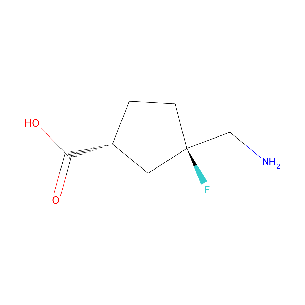 rac-(1R,3R)-3-(aminomethyl)-3-fluorocyclopentane-1-carboxylic acid molecular structure, CAS 2361822-79-7