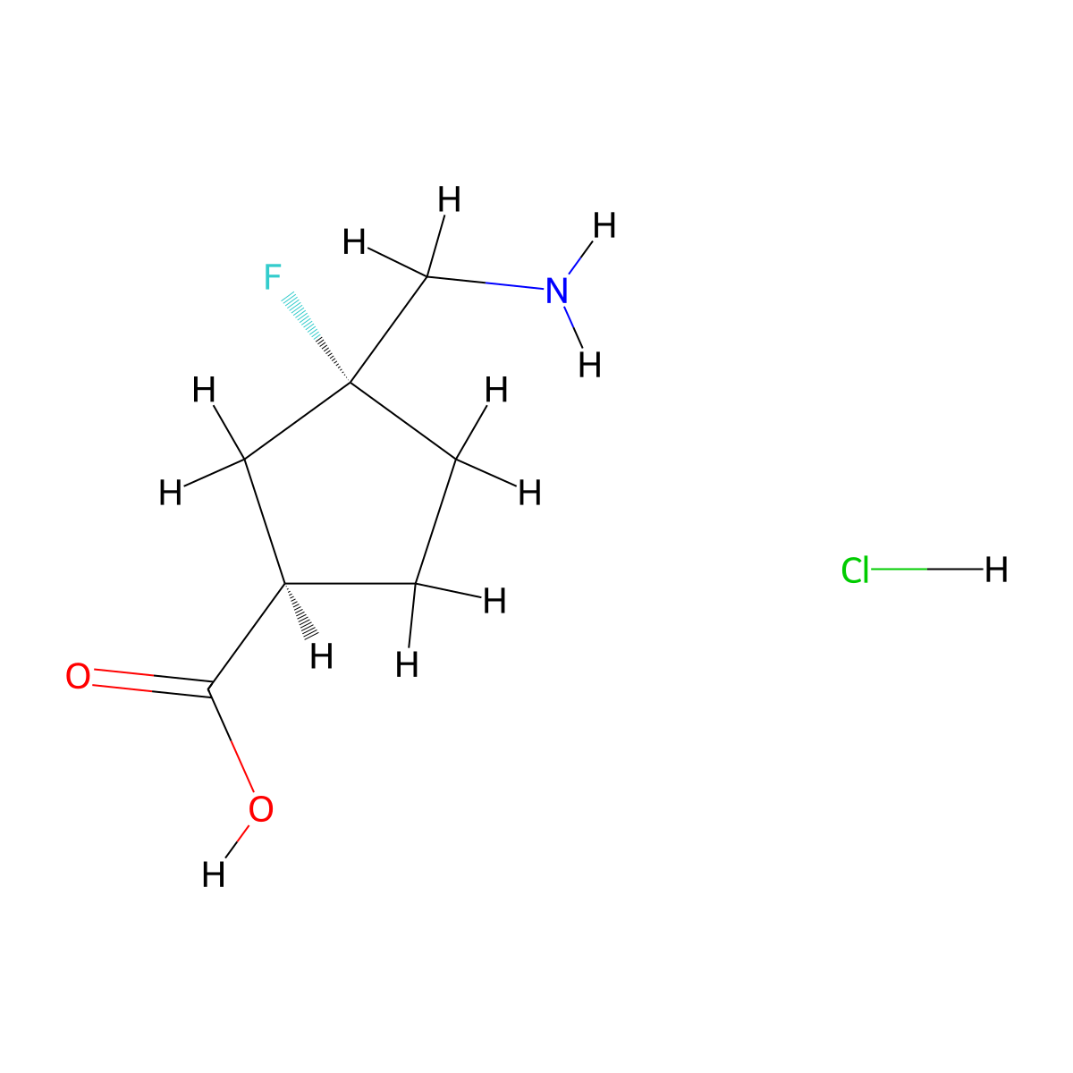 (1R,3R)-3-(Aminomethyl)-3-fluorocyclopentane-1-carboxylic acid;hydrochloride molecular structure, CAS 2361822-80-0