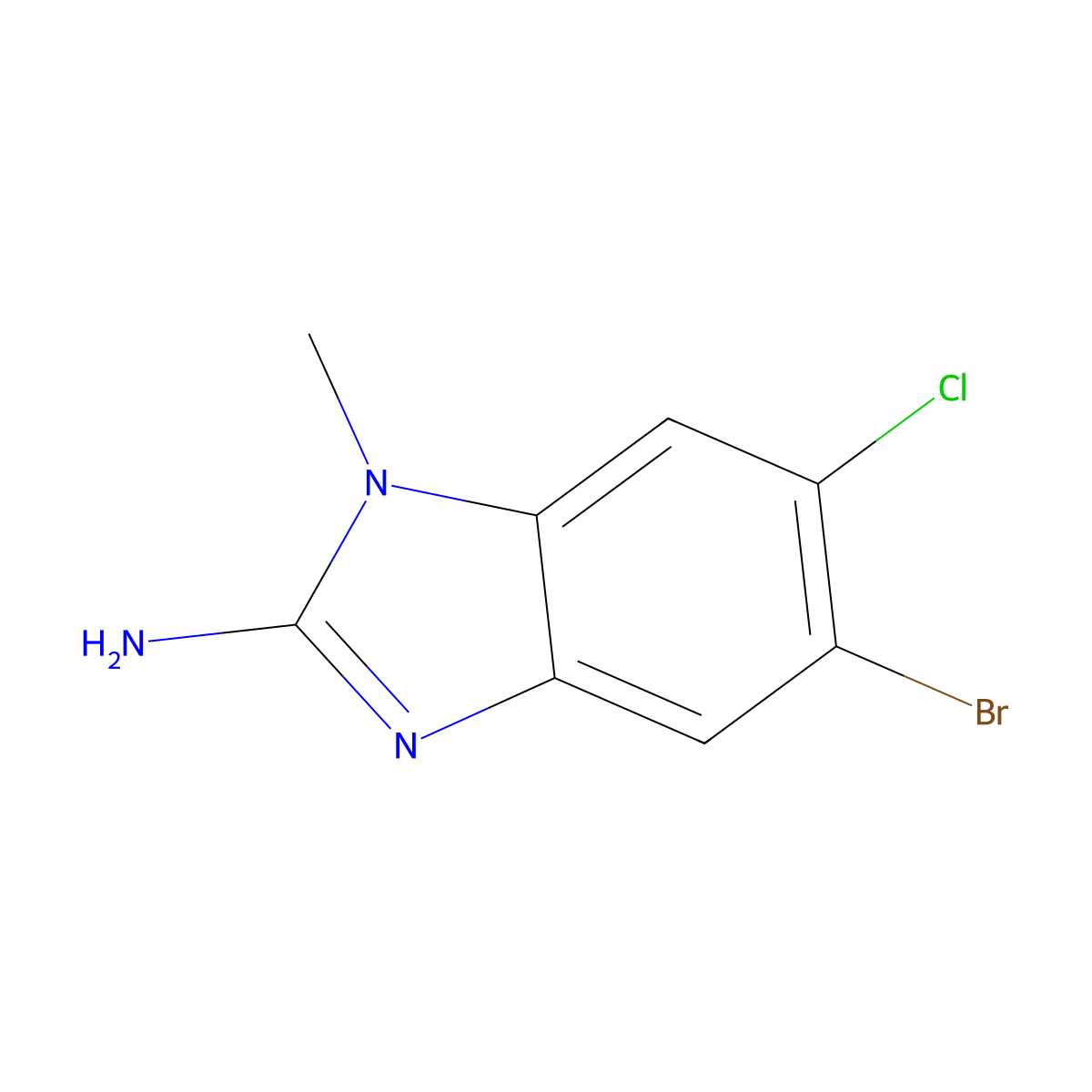 5-bromo-6-chloro-1-methyl-1H-1,3-benzodiazol-2-amine molecular structure, CAS 2361825-36-5