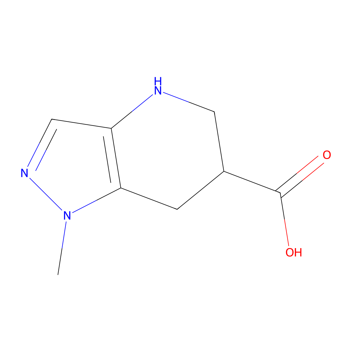 1-methyl-1H,4H,5H,6H,7H-pyrazolo[4,3-b]pyridine-6-carboxylic acid molecular structure, CAS 2361825-65-0