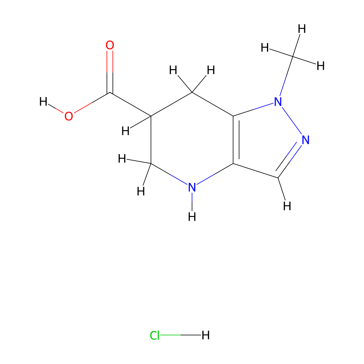 1-methyl-1H,4H,5H,6H,7H-pyrazolo[4,3-b]pyridine-6-carboxylic acid hydrochloride molecular structure, CAS 2361825-66-1