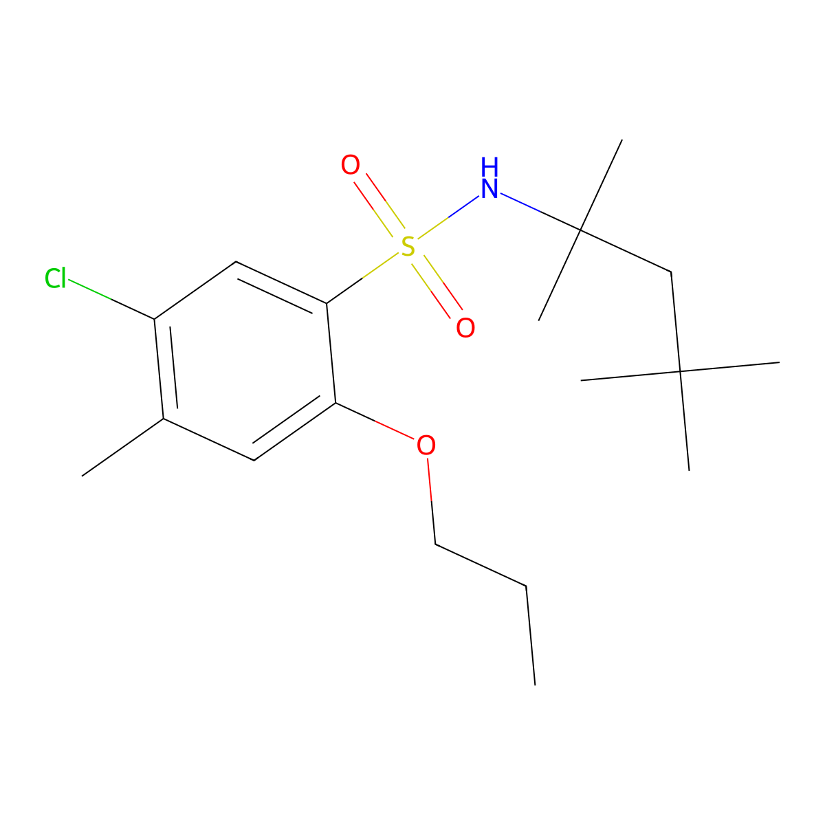 5-chloro-4-methyl-2-propoxy-N-(2,4,4-trimethylpentan-2-yl)benzene-1-sulfonamide molecular structure, CAS 2361827-85-0