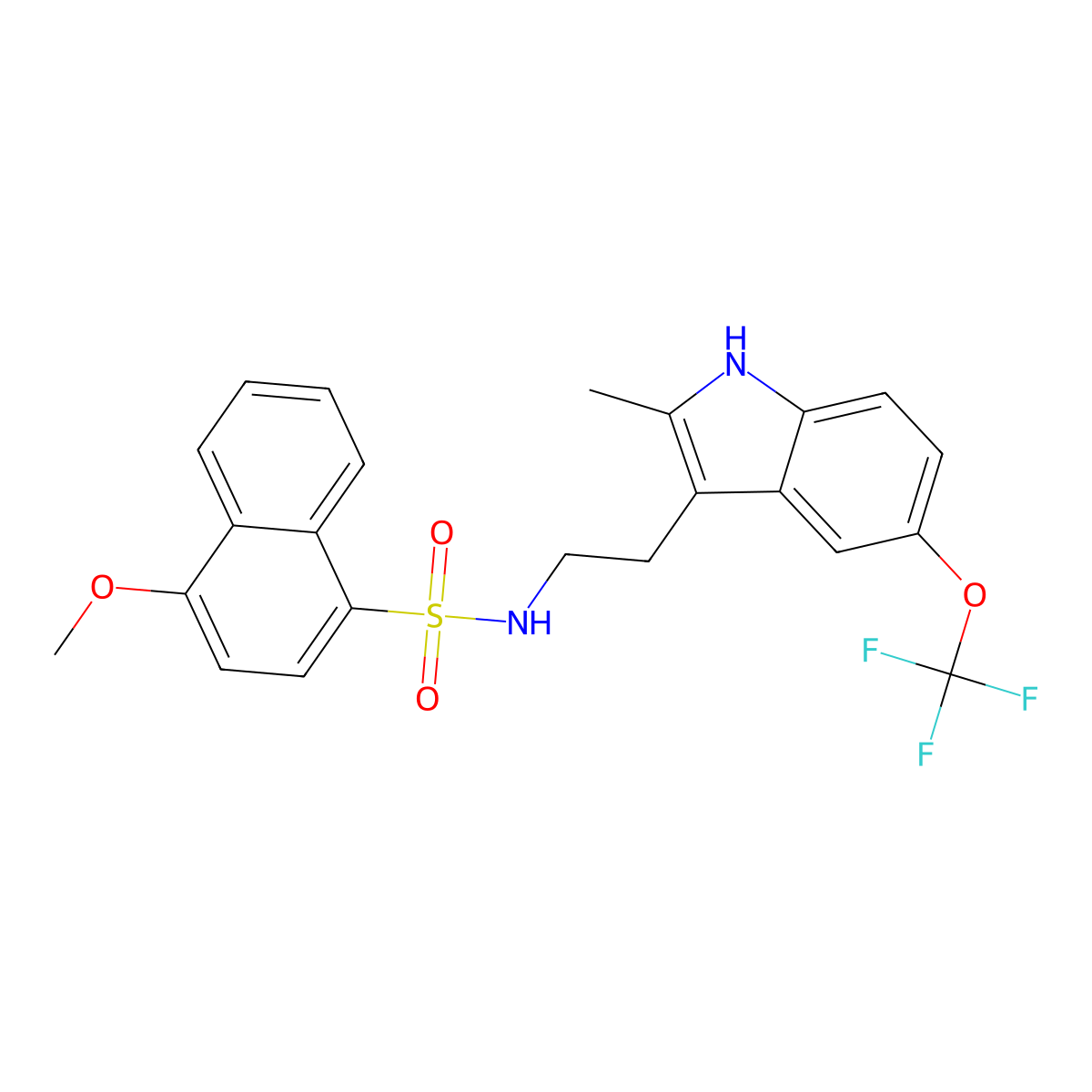 4-methoxy-N-{2-[2-methyl-5-(trifluoromethoxy)-1H-indol-3-yl]ethyl}naphthalene-1-sulfonamide molecular structure, CAS 2361828-02-4