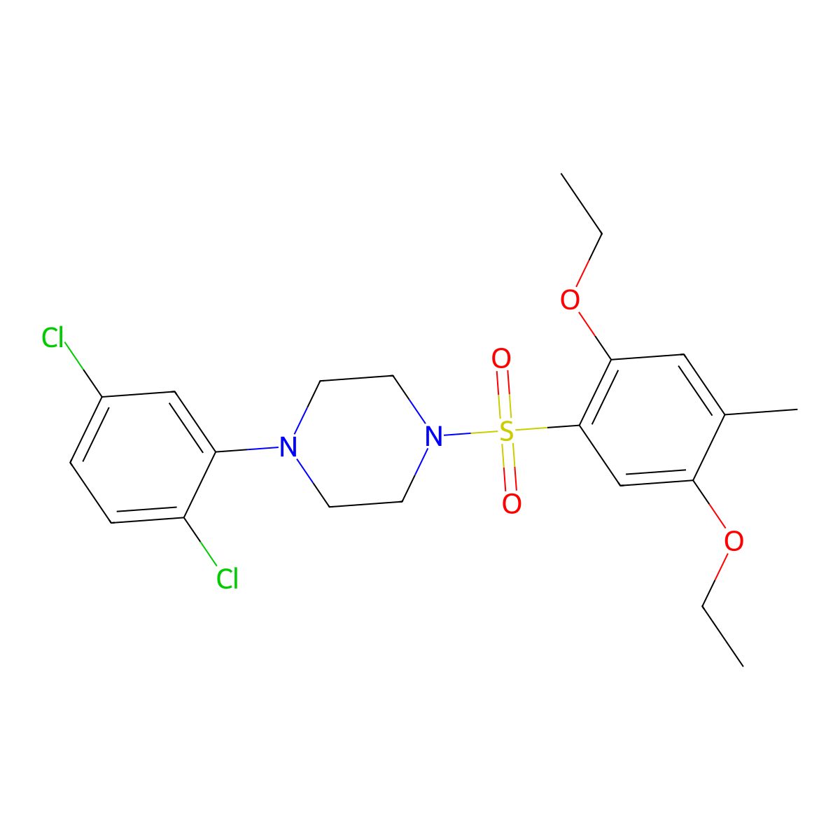 1-(2,5-Dichlorophenyl)-4-(2,5-diethoxy-4-methylbenzenesulfonyl)piperazine molecular structure, CAS 2361828-28-4