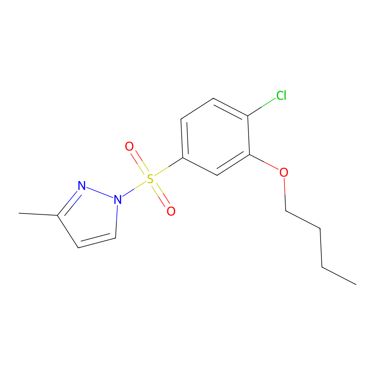 1-(3-butoxy-4-chlorobenzenesulfonyl)-3-methyl-1H-pyrazole molecular structure, CAS 2361828-38-6