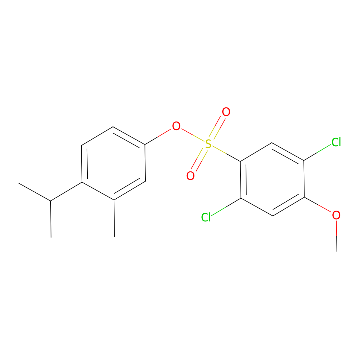 3-Methyl-4-(propan-2-yl)phenyl 2,5-dichloro-4-methoxybenzene-1-sulfonate molecular structure, CAS 2361828-45-5