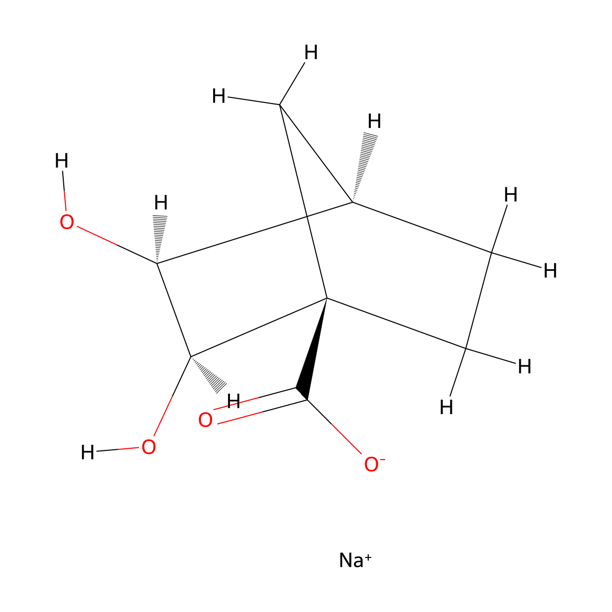 rac-sodium(1R,2R,3S,4R)-2,3-dihydroxybicyclo[2.2.1]heptane-1-carboxylate molecular structure, CAS 2361830-62-6