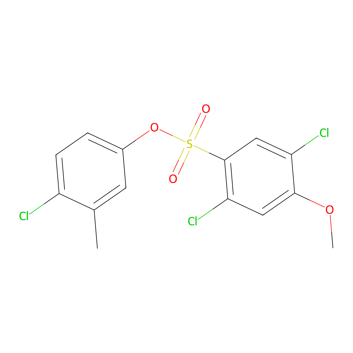 4-Chloro-3-methylphenyl 2,5-dichloro-4-methoxybenzene-1-sulfonate molecular structure, CAS 2361838-08-4