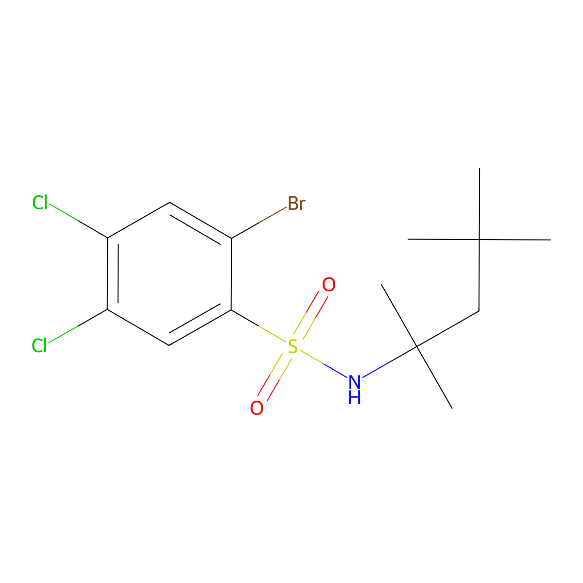 2-bromo-4,5-dichloro-N-(2,4,4-trimethylpentan-2-yl)benzene-1-sulfonamide molecular structure, CAS 2361838-14-2