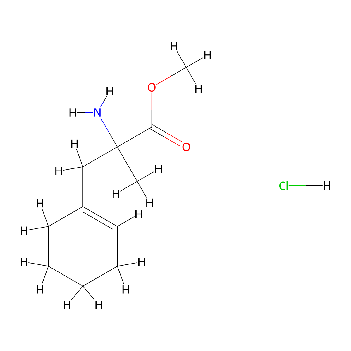 Methyl 2-amino-3-(cyclohexen-1-yl)-2-methylpropanoate;hydrochloride molecular structure, CAS 2361843-15-2