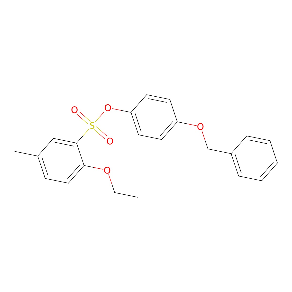 4-(Benzyloxy)phenyl 2-ethoxy-5-methylbenzene-1-sulfonate molecular structure, CAS 2361843-47-0