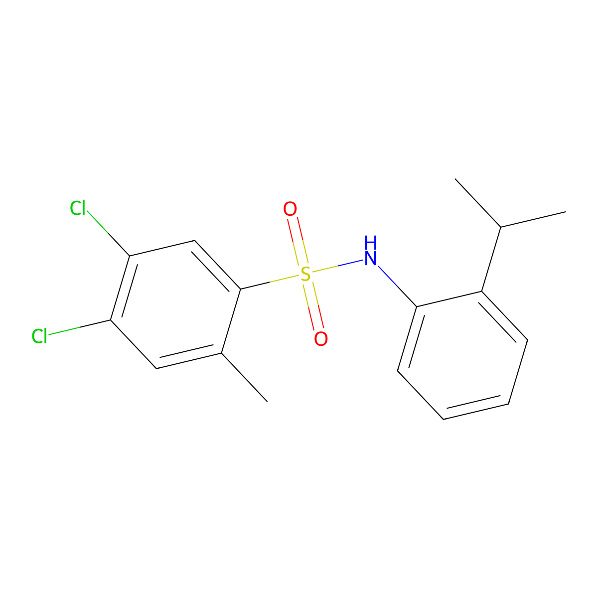 4,5-dichloro-2-methyl-N-[2-(propan-2-yl)phenyl]benzene-1-sulfonamide molecular structure, CAS 2361843-66-3