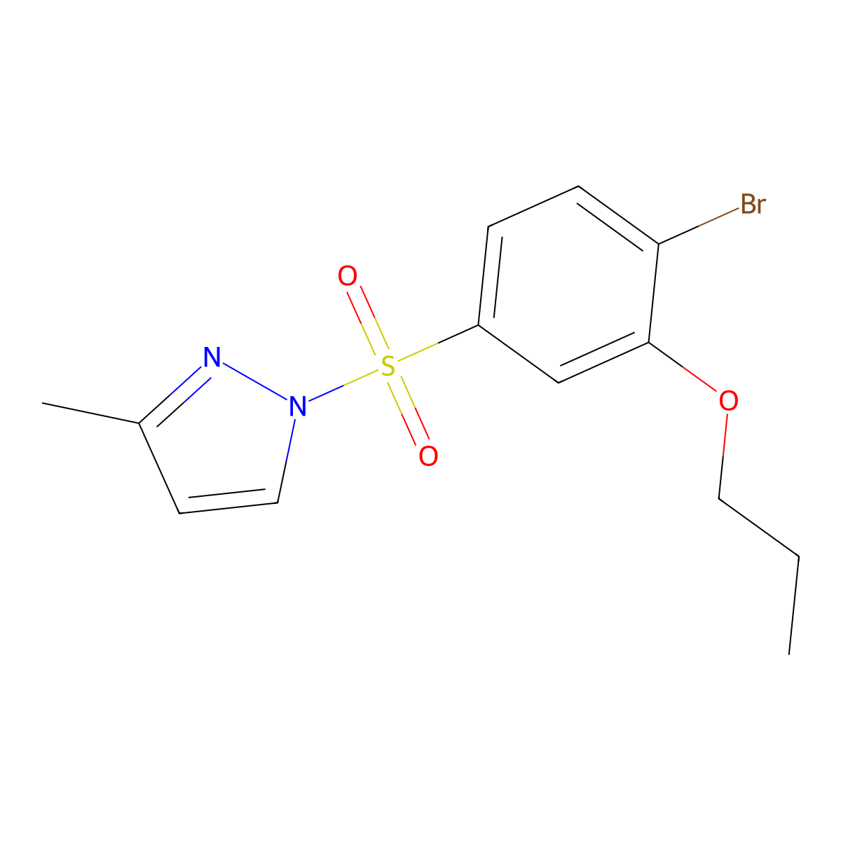 1-(4-bromo-3-propoxybenzenesulfonyl)-3-methyl-1H-pyrazole molecular structure, CAS 2361843-90-3