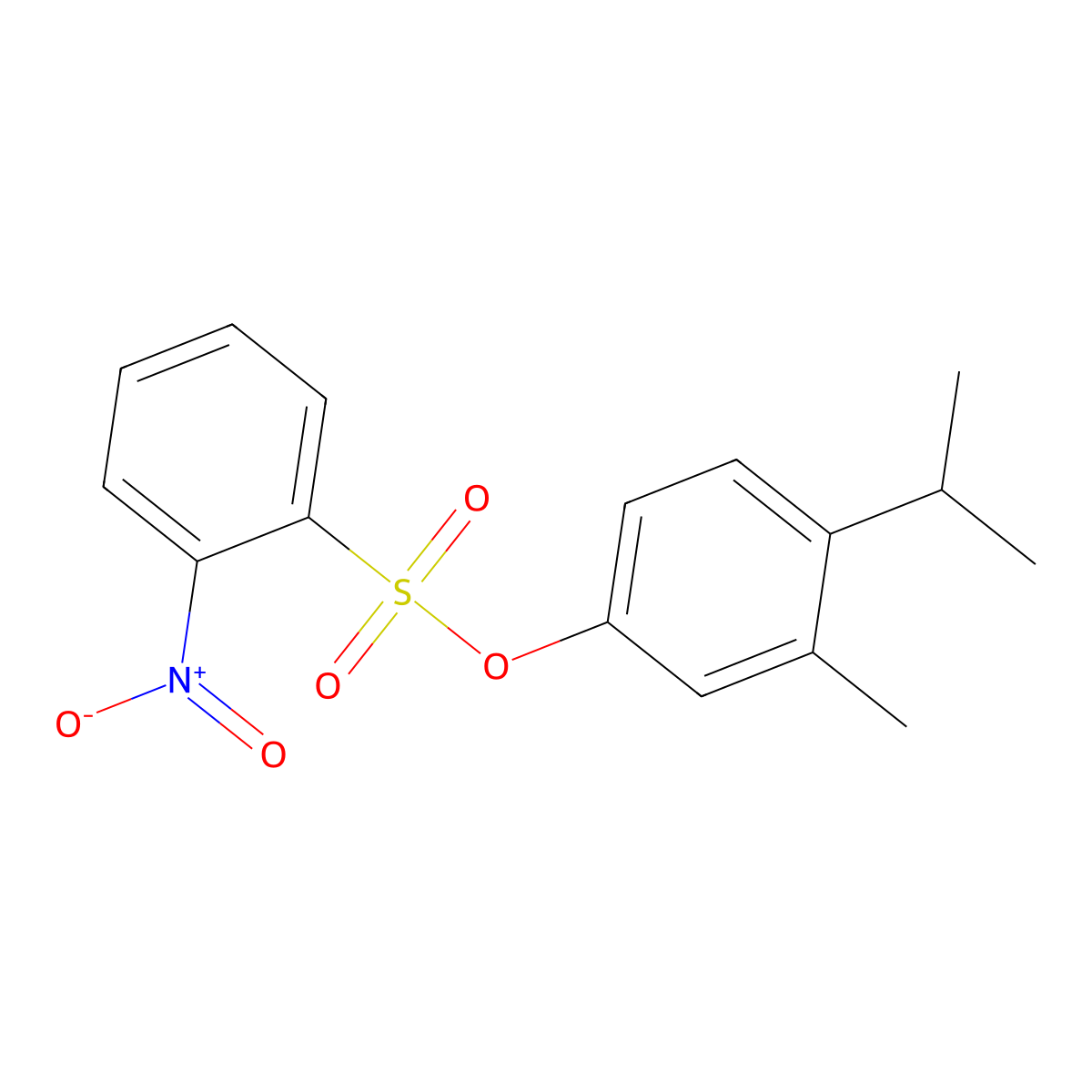 3-Methyl-4-(propan-2-yl)phenyl 2-nitrobenzene-1-sulfonate molecular structure, CAS 2361857-10-3