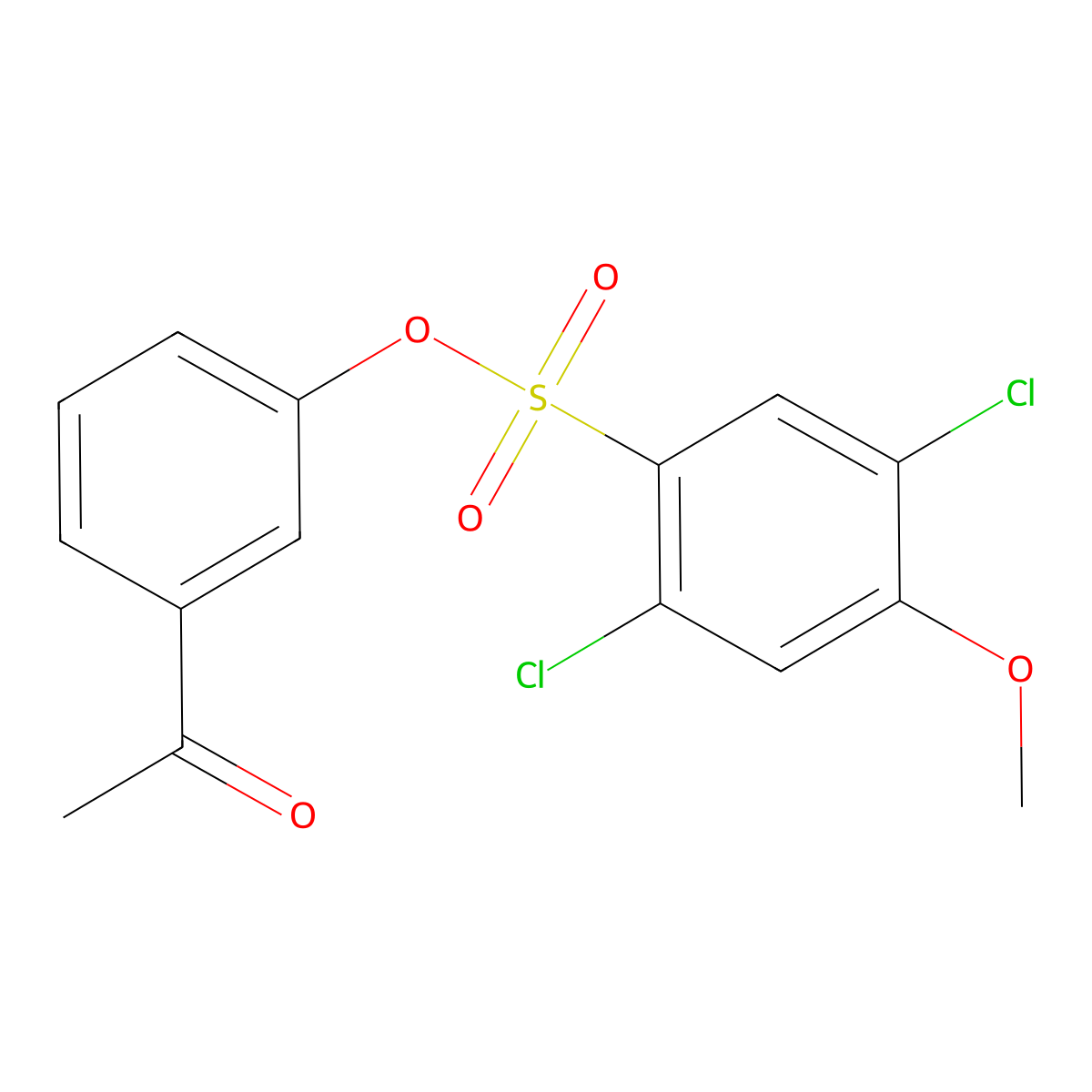 3-Acetylphenyl 2,5-dichloro-4-methoxybenzene-1-sulfonate molecular structure, CAS 2361864-28-8