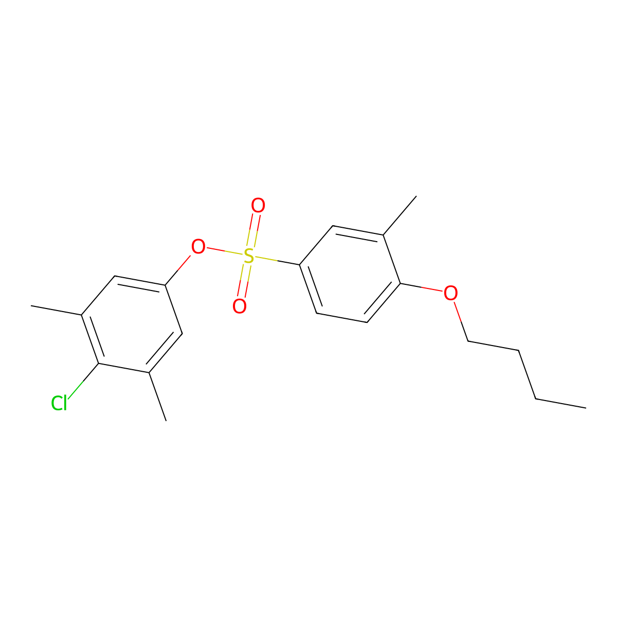 4-Chloro-3,5-dimethylphenyl 4-butoxy-3-methylbenzene-1-sulfonate molecular structure, CAS 2361866-84-2