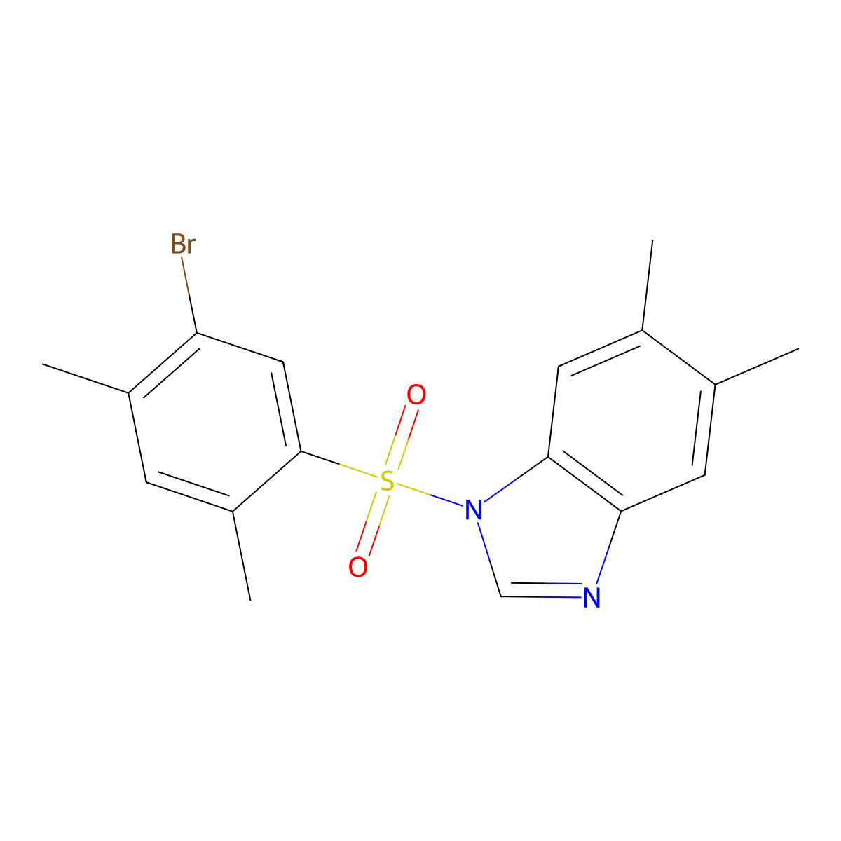1-(5-bromo-2,4-dimethylbenzenesulfonyl)-5,6-dimethyl-1H-1,3-benzodiazole molecular structure, CAS 2361872-54-8