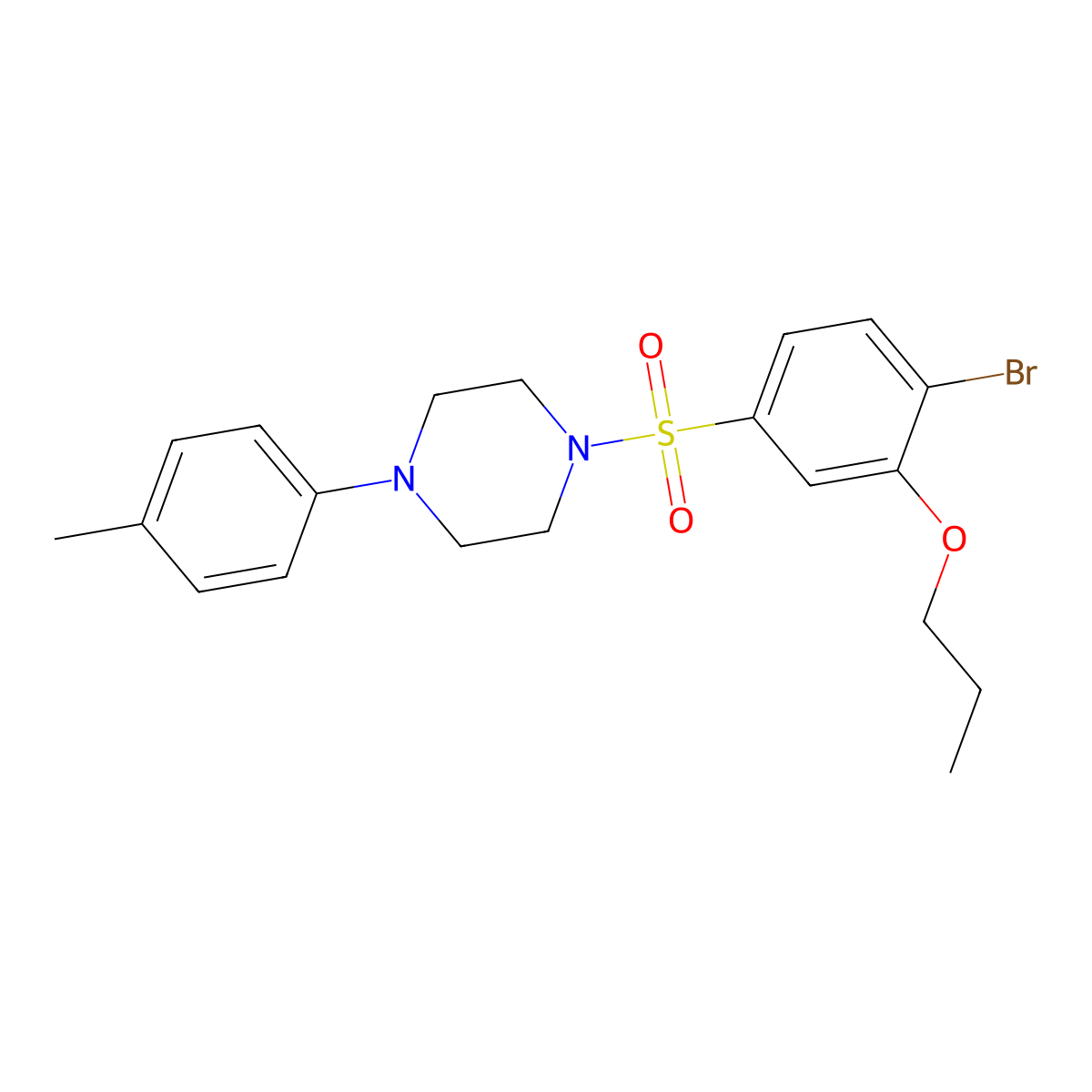 1-(4-Bromo-3-propoxybenzenesulfonyl)-4-(4-methylphenyl)piperazine molecular structure, CAS 2361872-66-2